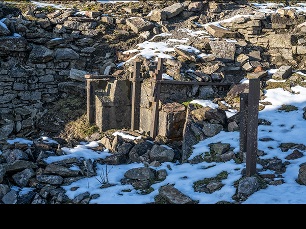 Lecidea lithophila on cast iron